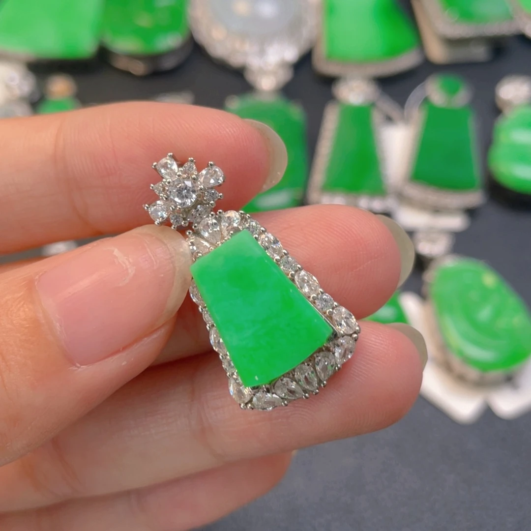 翡翠银S925镶嵌吊坠(不含链)