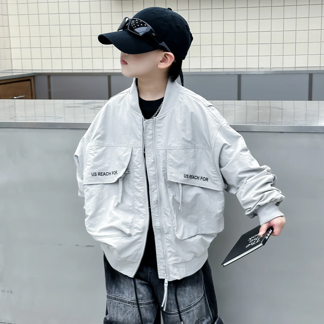男童秋装韩范户外工装棒球服外套2025新款儿童春秋机车风运动夹克