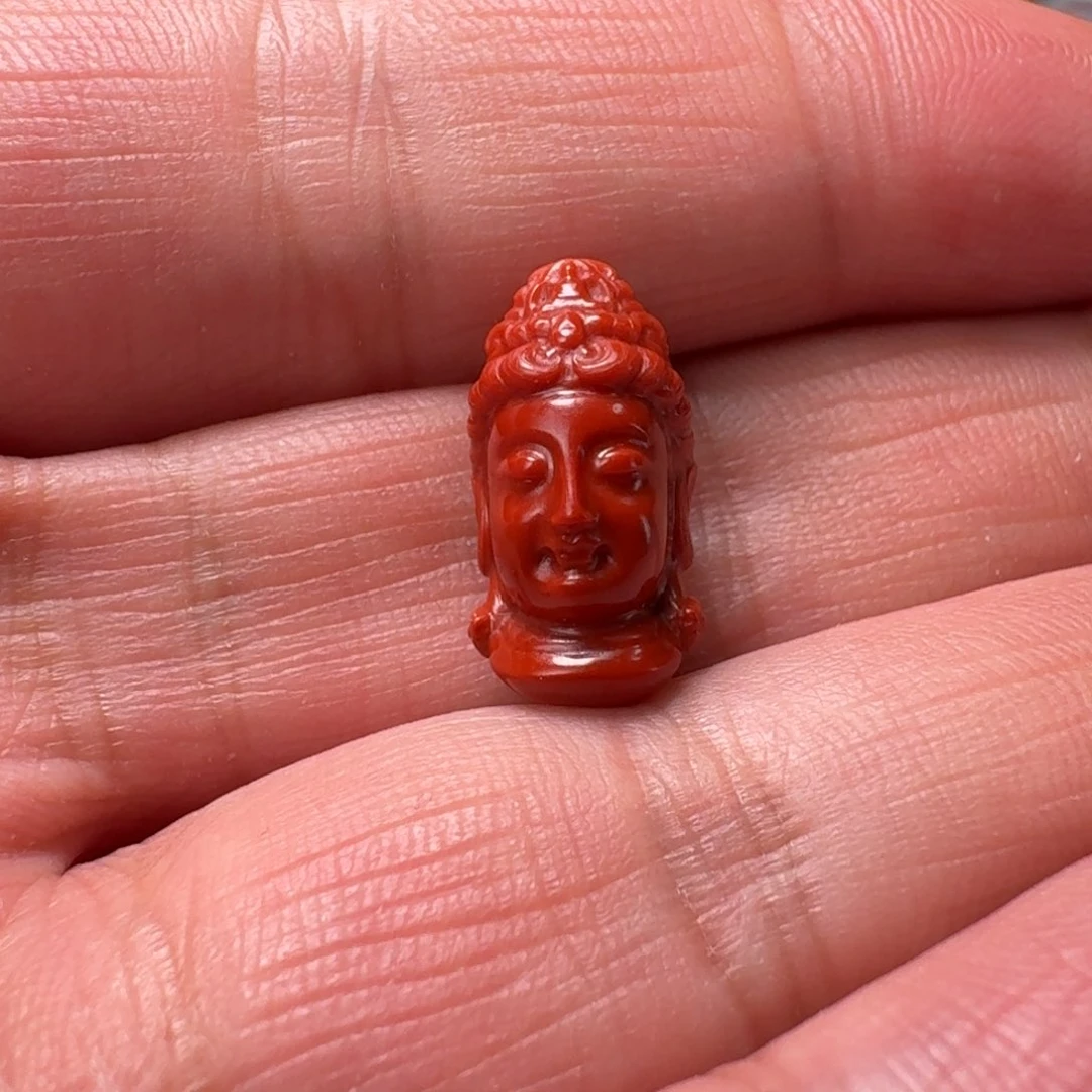 南红玛瑙锦红观音头9*17mm未镶嵌