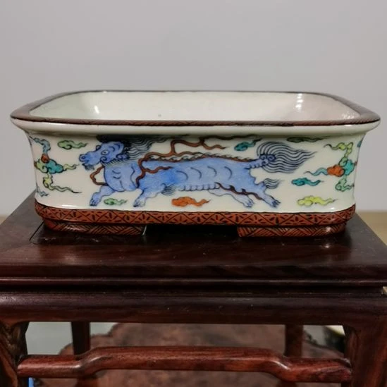 流***汉陶大德堂手工手绘釉盆