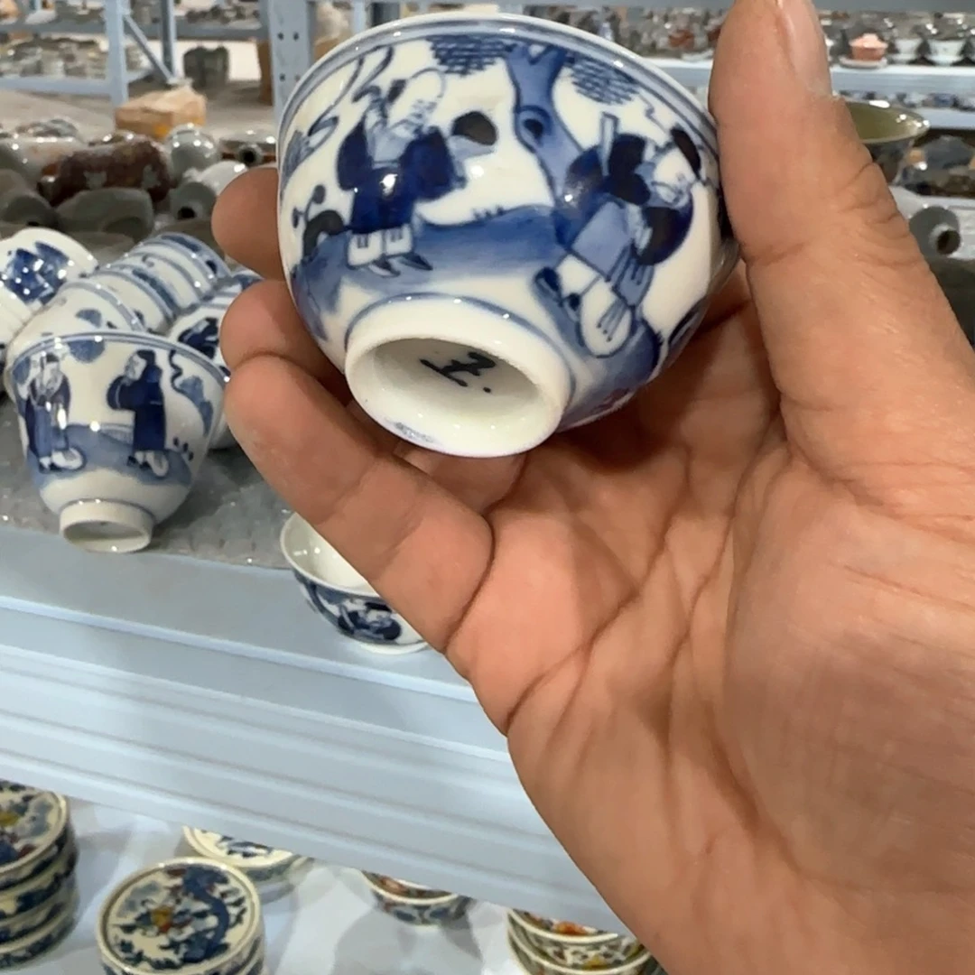 瓷片摆件手绘瓷器年底清清