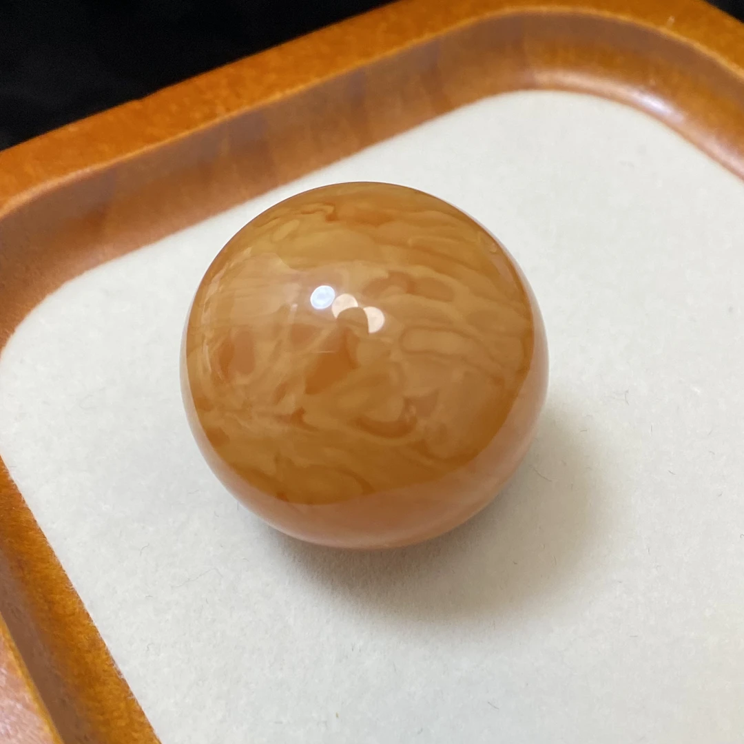 『顺亿天然蜜蜡』老花蜡千层花圆珠尺寸25.2mm文玩配珠配饰