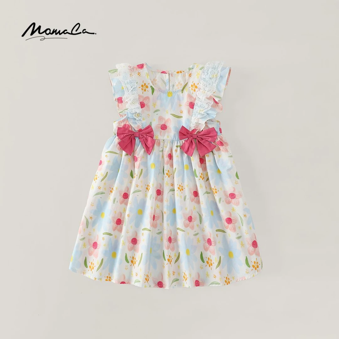 MOMOCO夏季女童新款甜美夏天洋气碎花纯棉连衣裙77630470376
