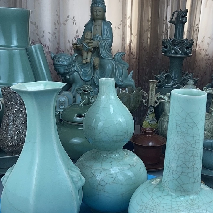 汝瓷青釉三件一起漏了