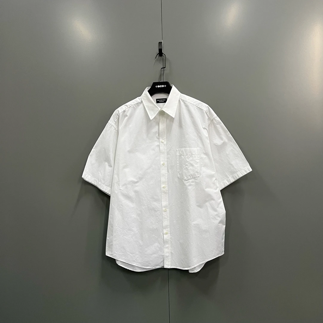 95新 Balenciaga/巴黎世家 （bb）白色背后FREE印花短袖衬衫 40码
