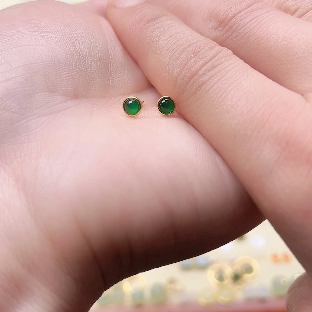 和田玉银S925镶嵌耳饰