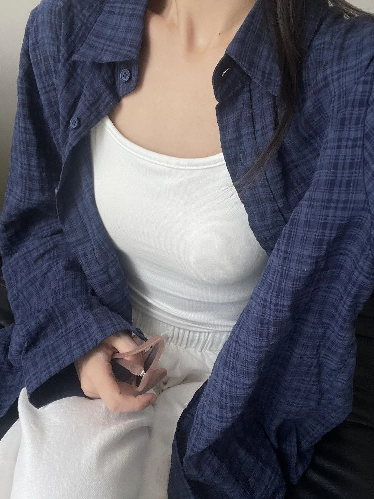 胖妹妹特大码300斤夏季叠穿薄款长袖防晒衬衫女外套格子时尚百搭