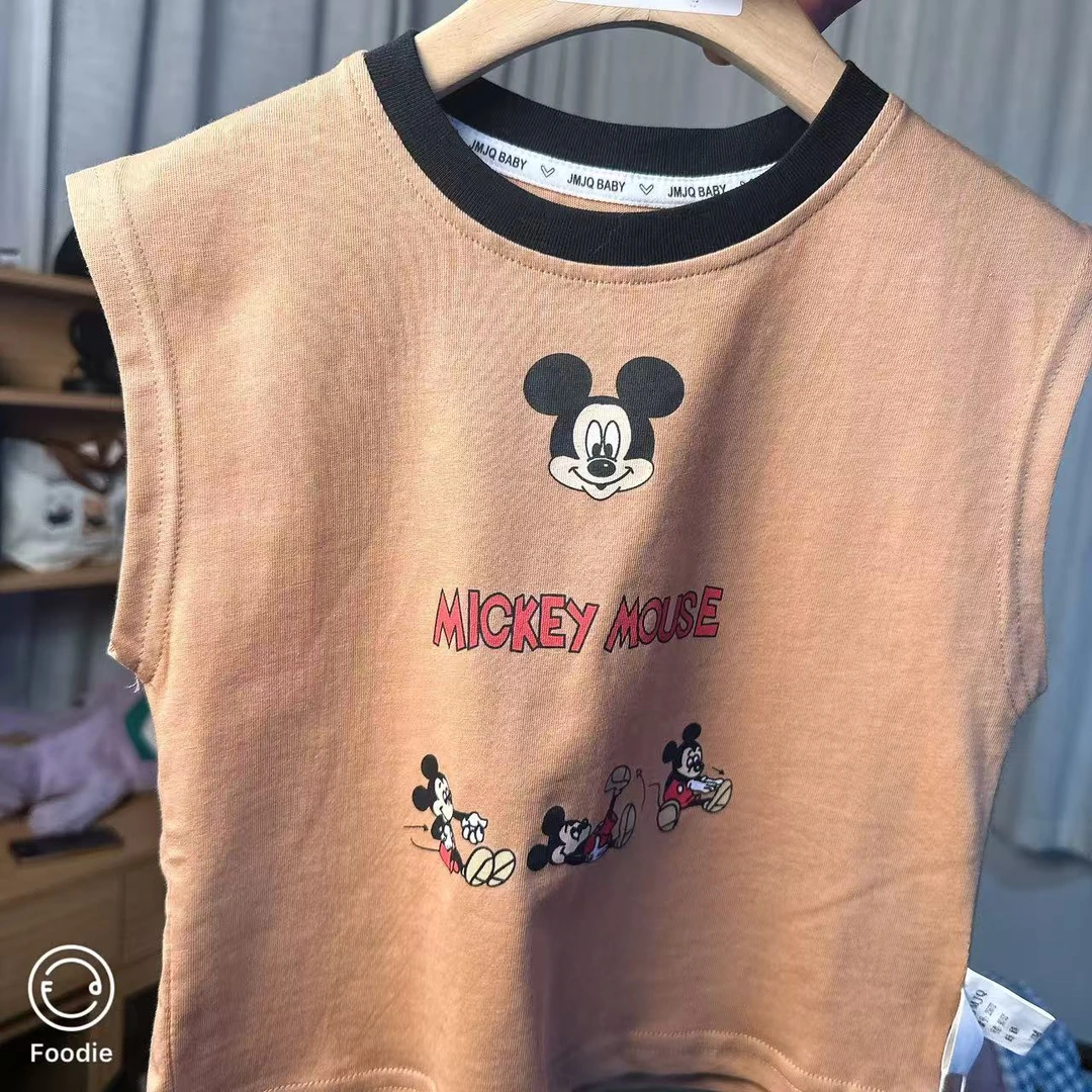【JMJQ 25672】夏季新款儿童韩版卡通米奇无袖背心短袖上衣