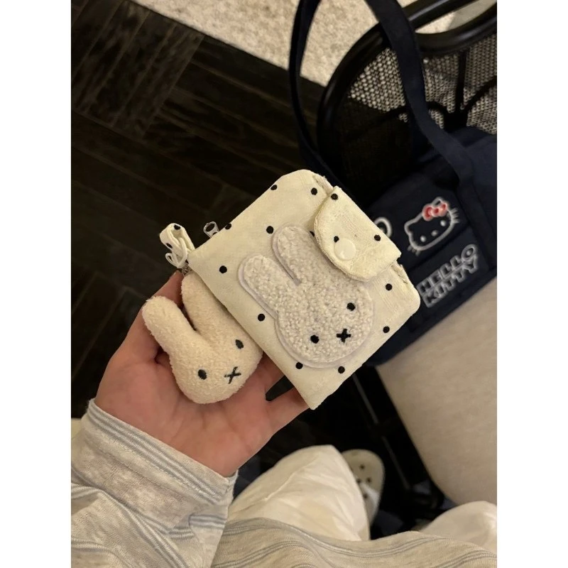可爱波点米菲兔布艺零钱包迷你卡包高颜值证件收纳整理钱卡包APS