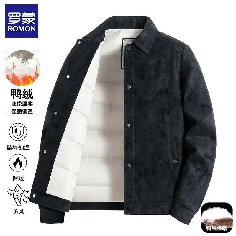 罗蒙2025秋冬季上新抗皱羽绒服男士外套加绒保暖时尚休闲商务上衣