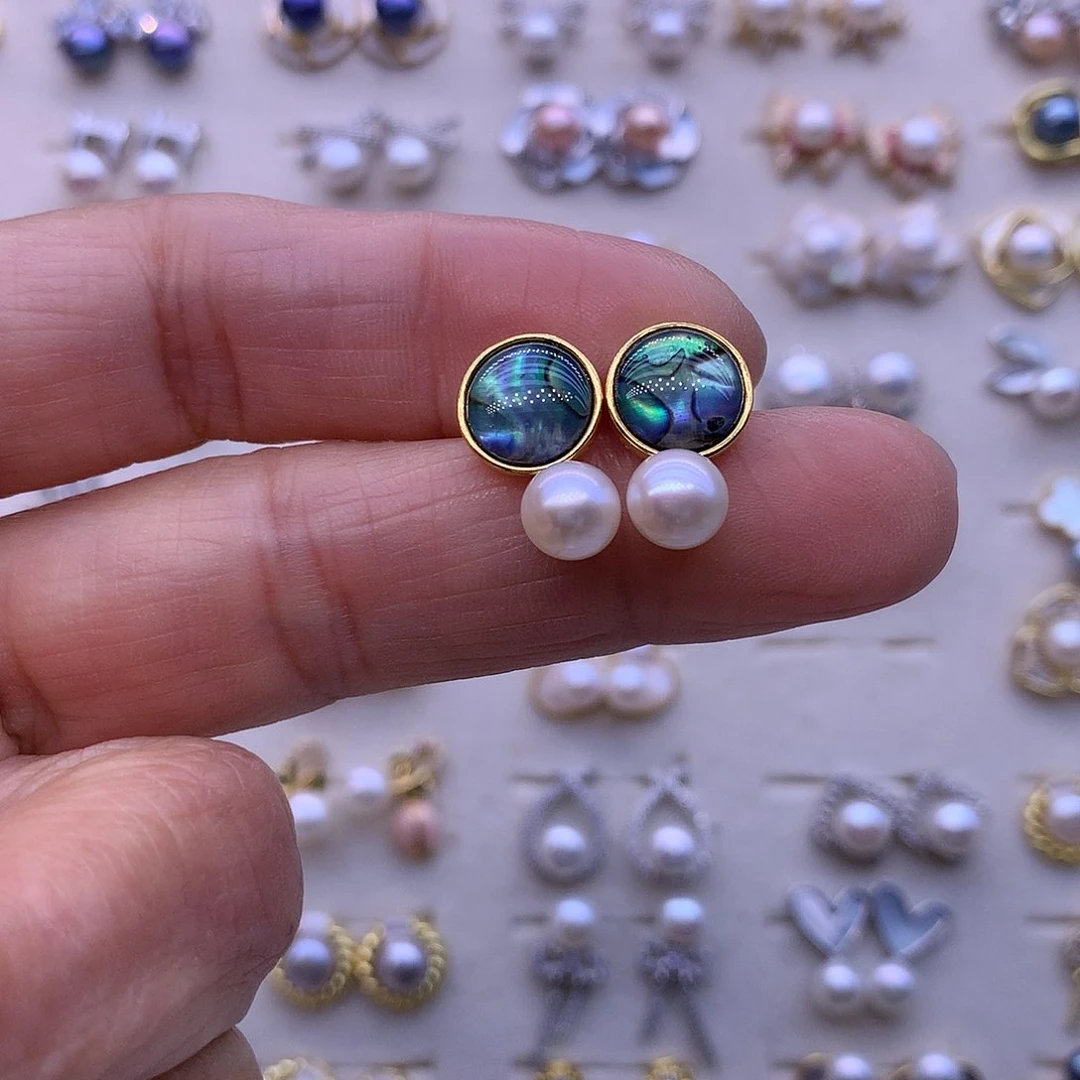 淡水珍珠耳饰合金