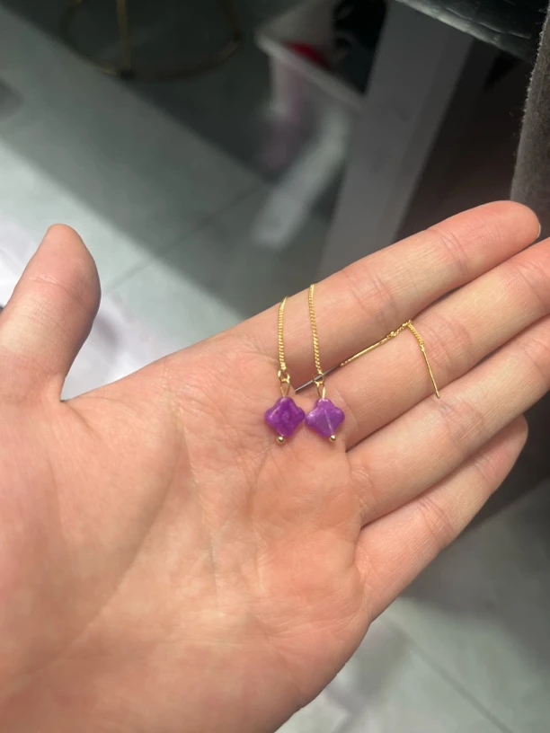 美货 紫色四叶草耳饰
