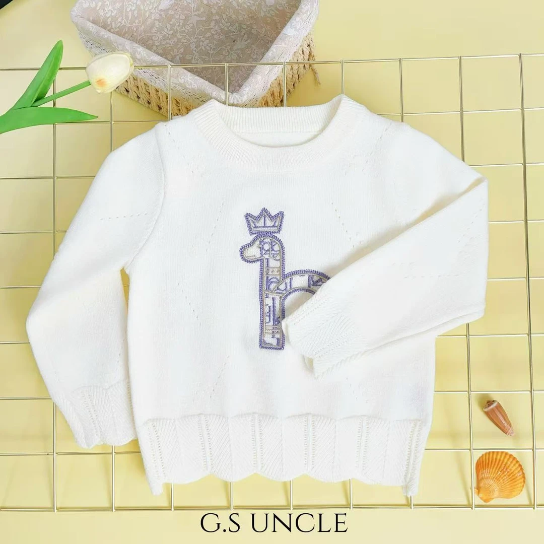 B276 新款女童花边套头毛衣圆领套头卡通上衣女宝