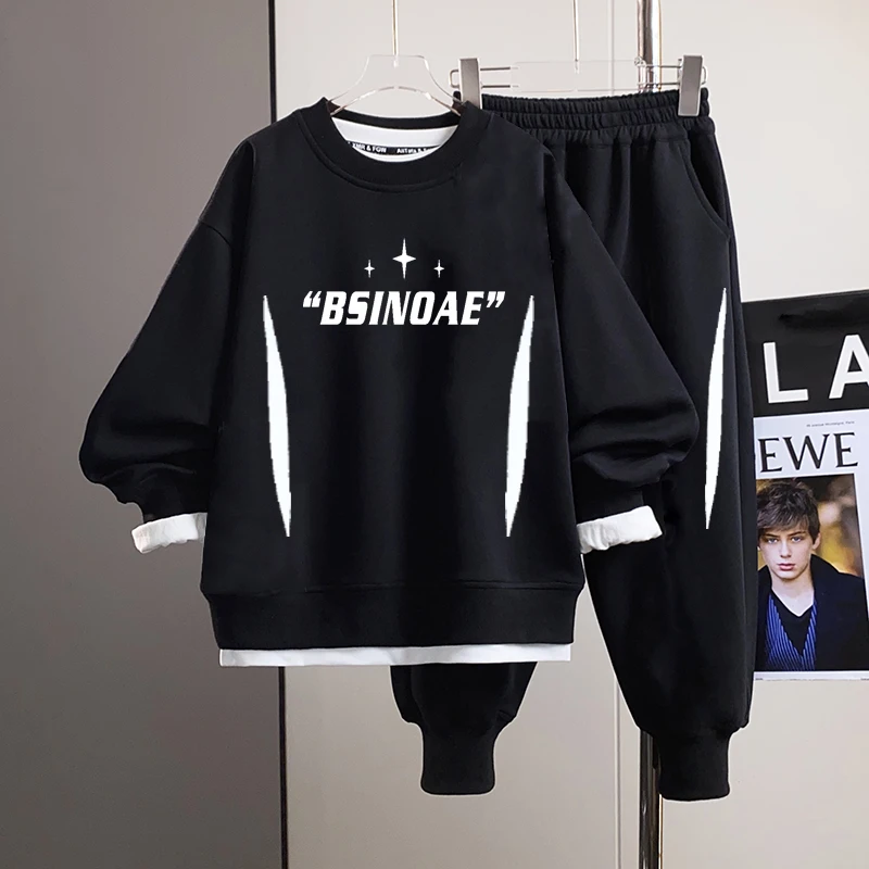 胖童装男童加肥加大套装秋装男大童卫衣胖童套装中大童男孩青少年