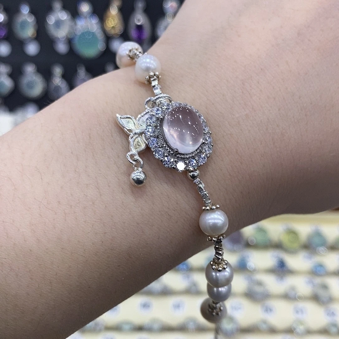 芙蓉石手链银S925镶嵌