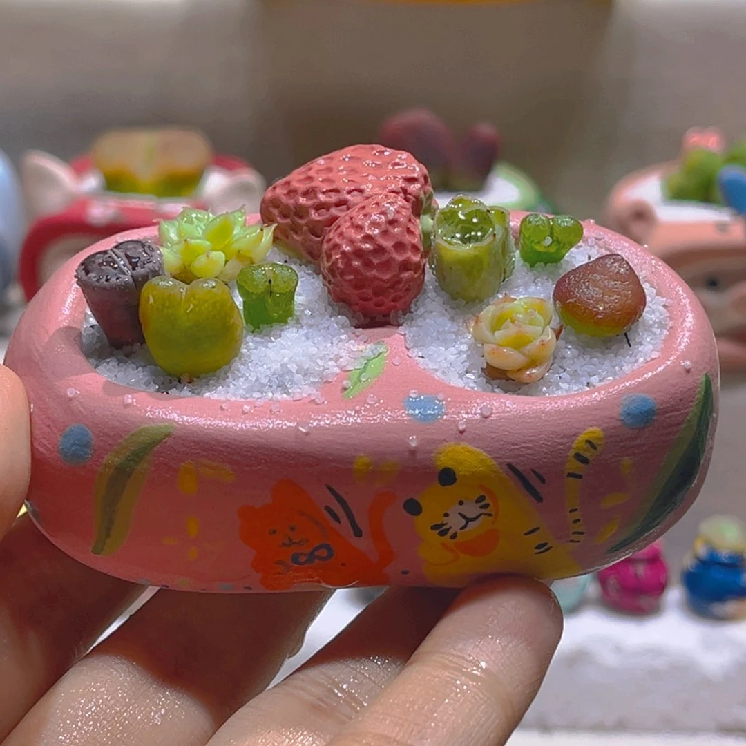 106高端多肉带盆带土手工盆