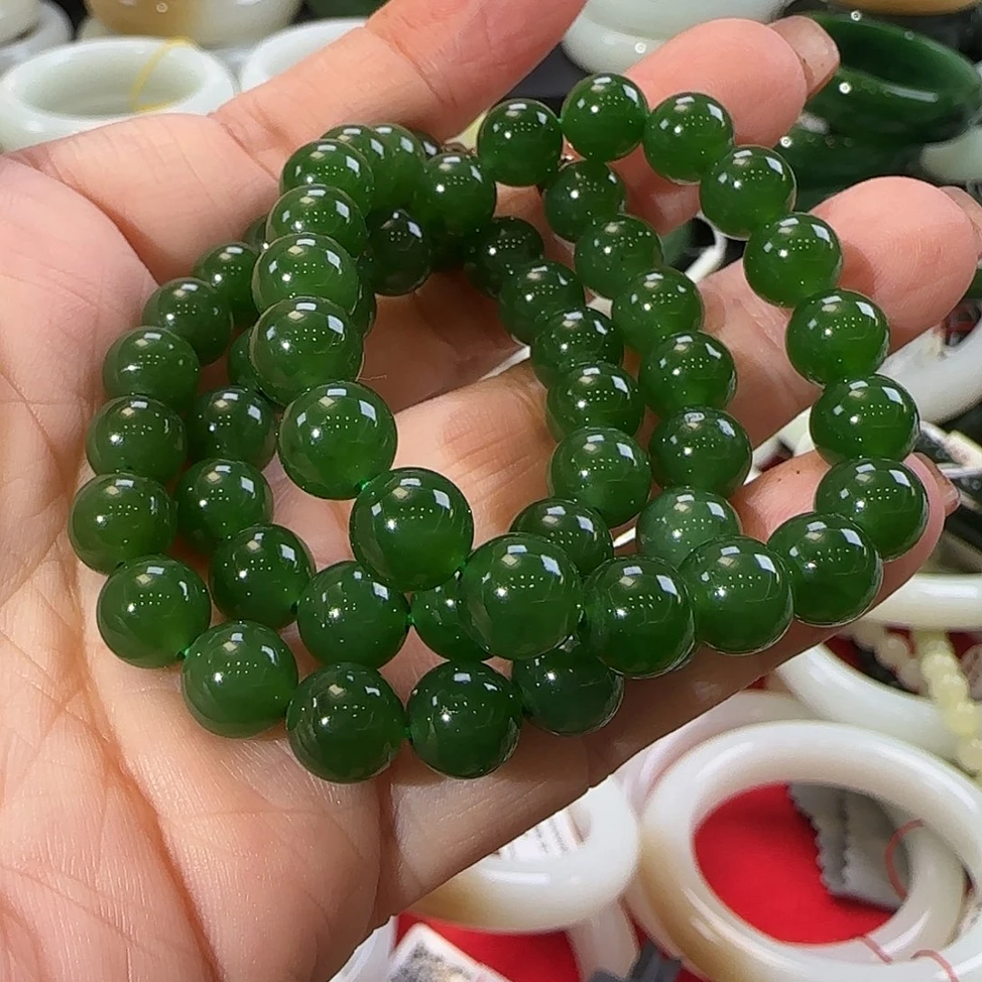 天***跳和田玉（碧玉）未镶嵌手链