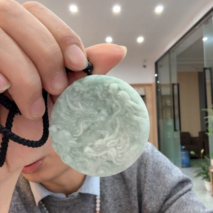 翡翠未镶嵌颈饰缅甸翡翠龙牌吊坠