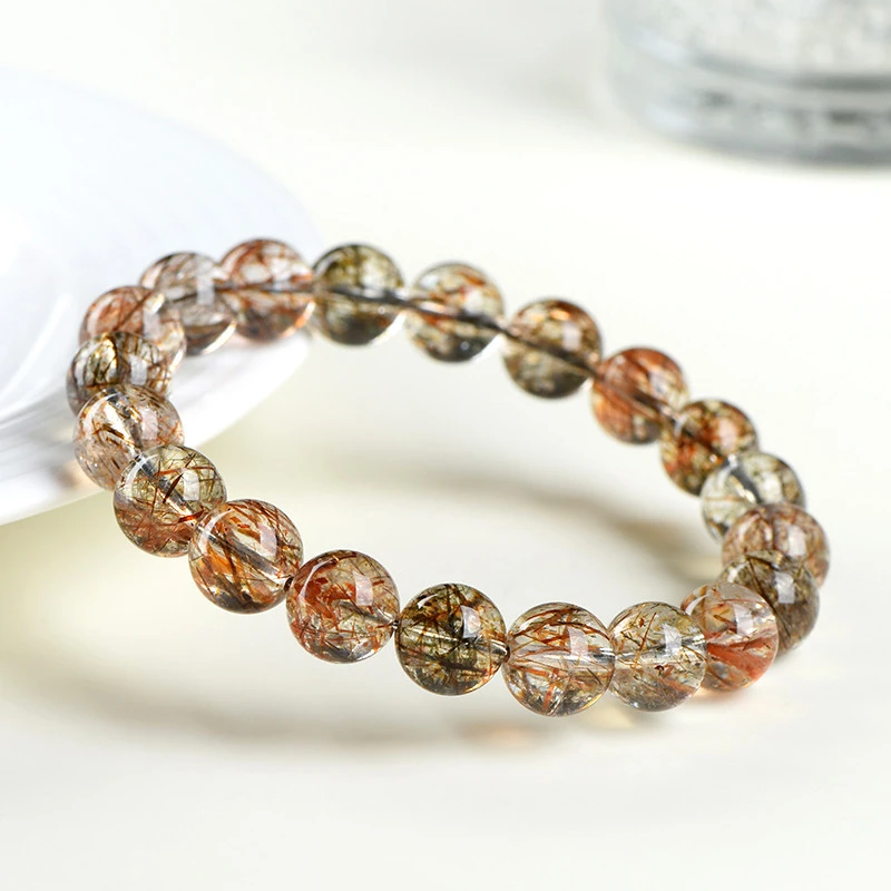 天然黑加仑超七手串三轮骨干水晶黑超七水晶紫发晶手链女时尚饰品