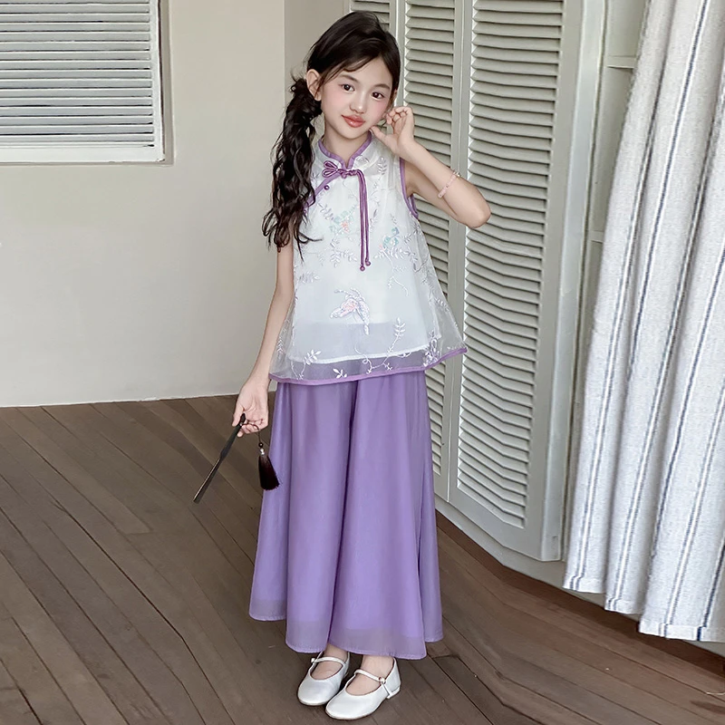 女童汉服儿童女套装时尚洋气时髦2025夏季新款国风新中式两件套裤