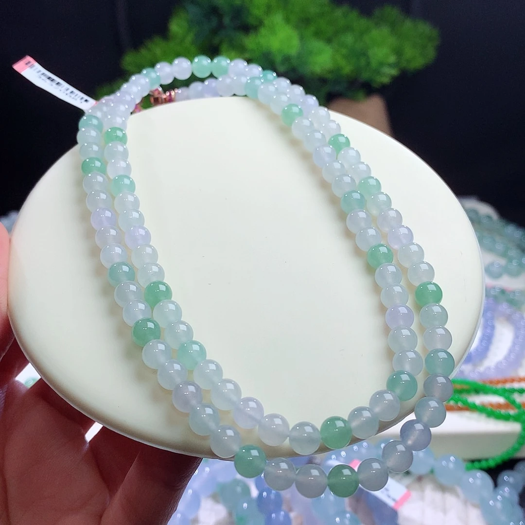 项链未镶嵌翡翠卡6mm冰胶马卡龙 清冷气质！