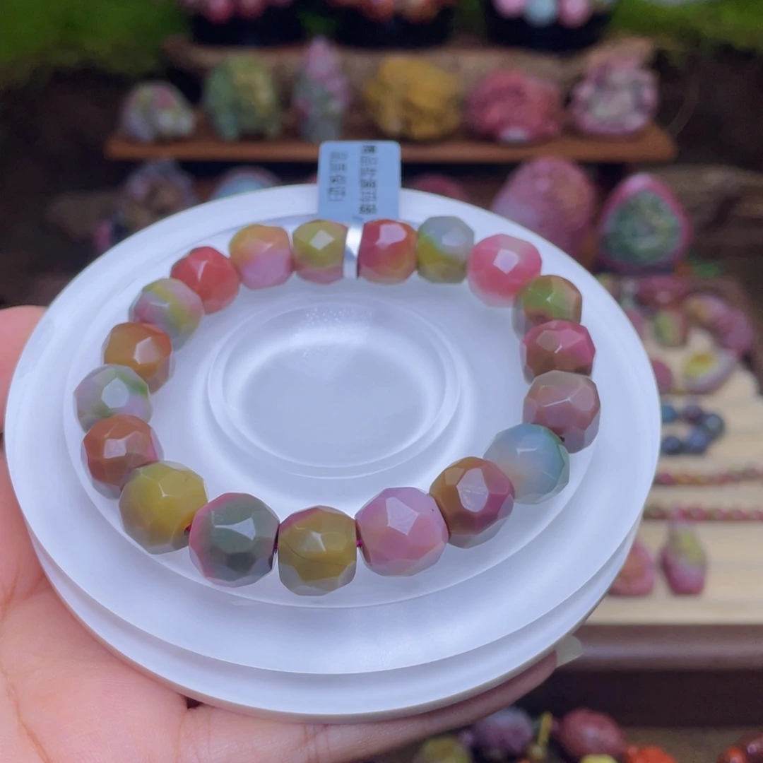 玛瑙/玉髓手链未镶嵌盐源玛瑙幻彩无相手串