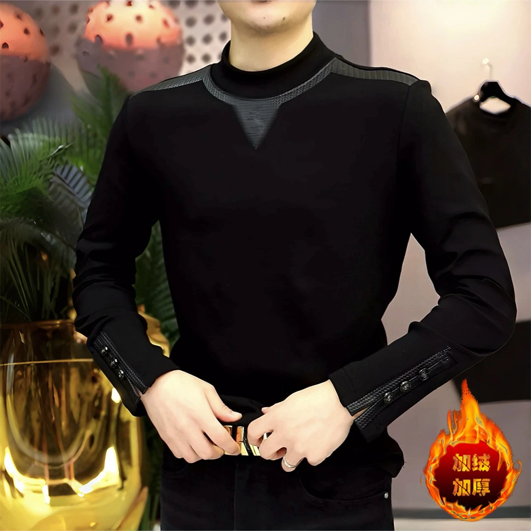 潮牌男装休闲修身加厚长袖卫衣男秋冬季高端潮流商务时尚帅气上衣