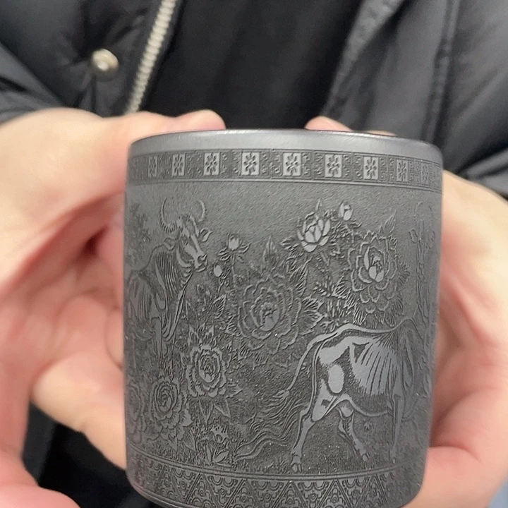茶杯紫砂五牛主人杯