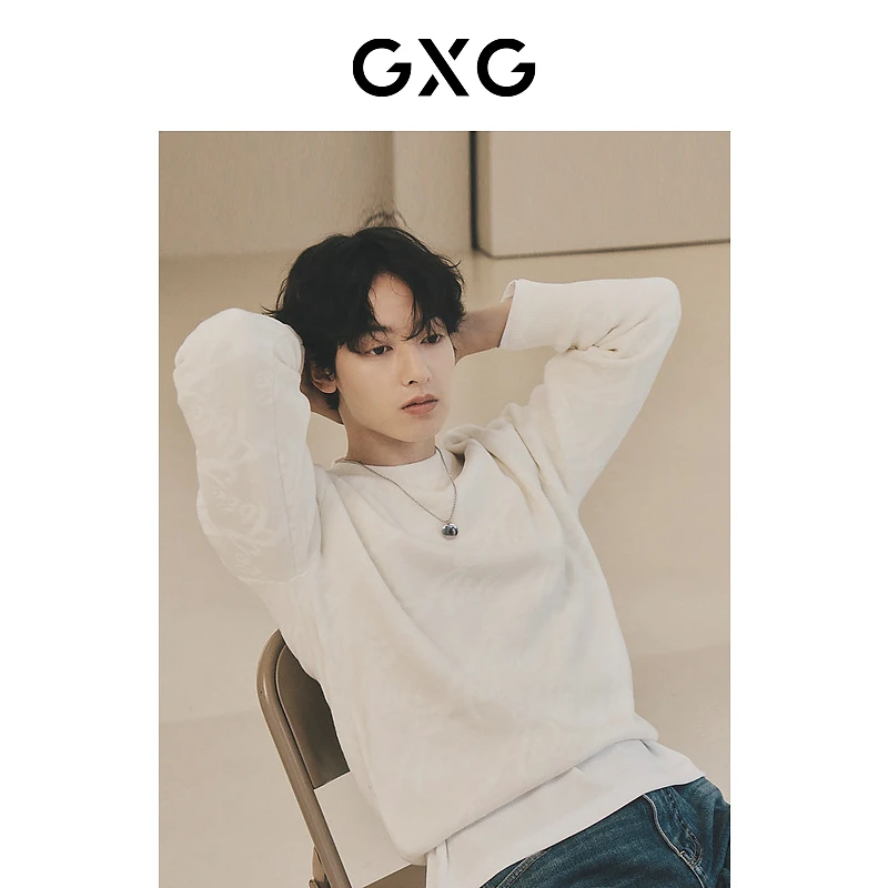 GXG男装 提花雪尼尔柔软针织衫毛衣男宽松休闲秋冬#GED12023323