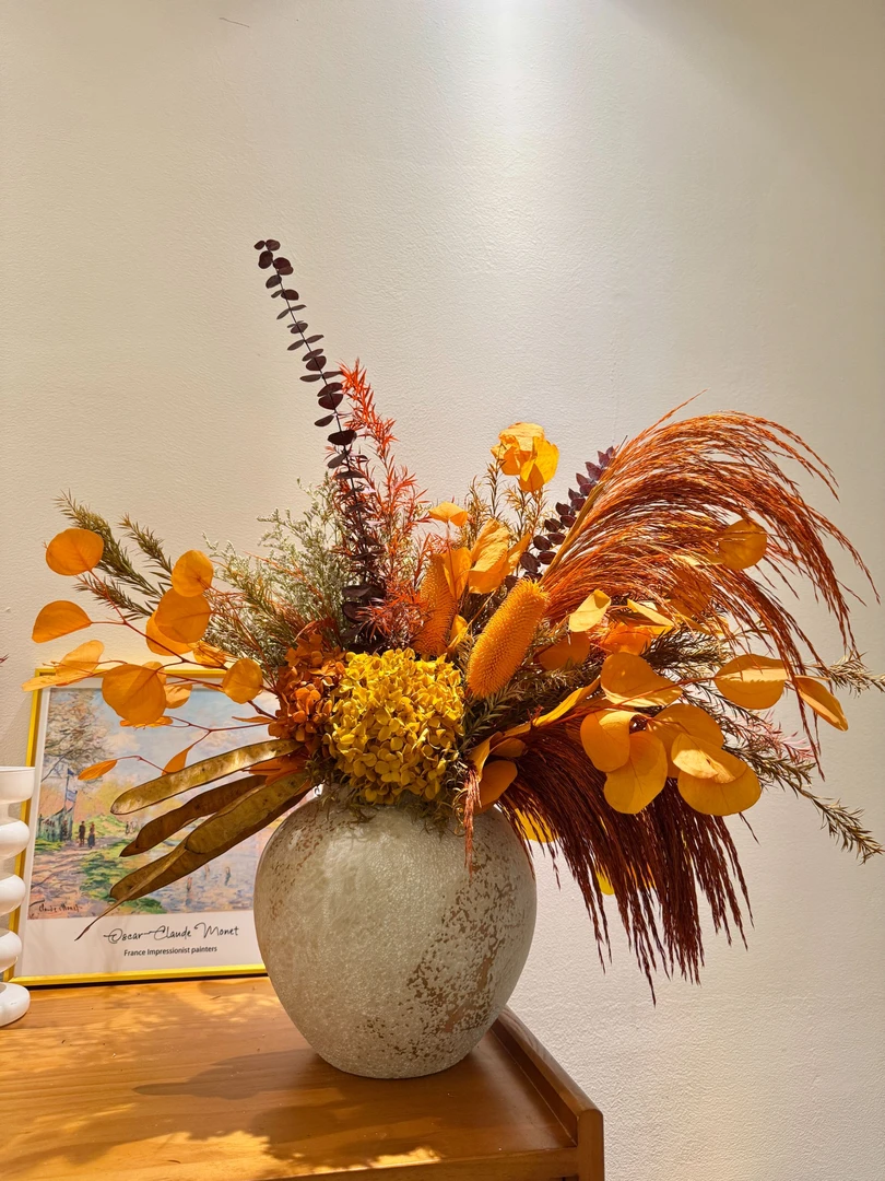 「心想事橙」玄关餐桌斗柜岛台客厅轻奢永生花摆件百搭花束家居装饰