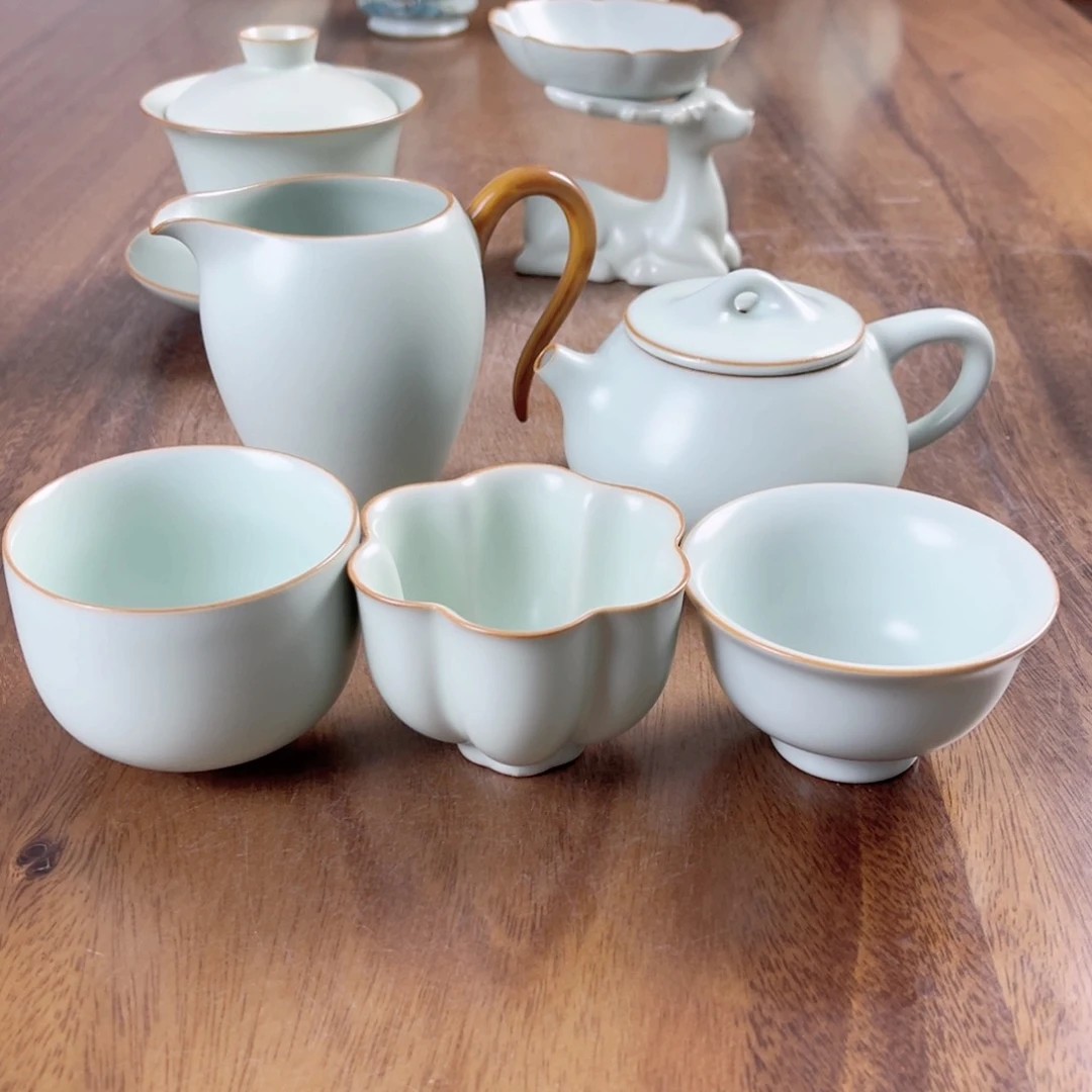 杯子蓝*仙南汝窑套装