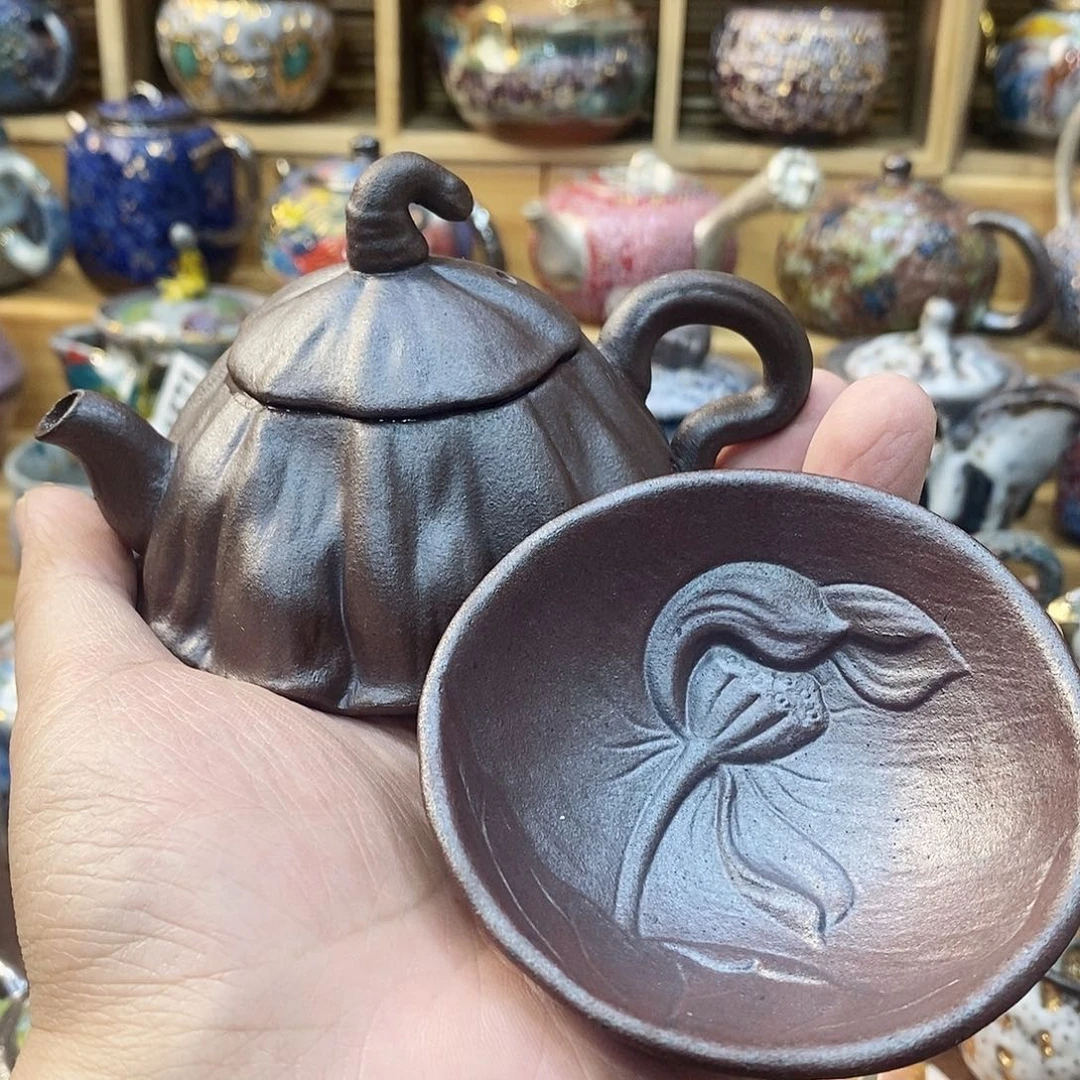 粗陶志野柴茶壶家用