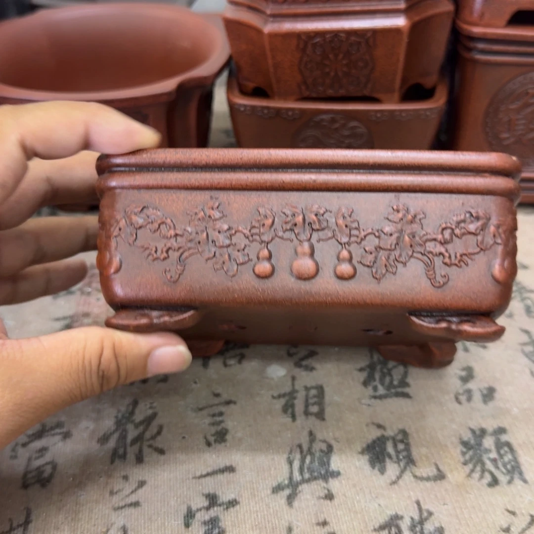 紫砂花盆14x10.5x5