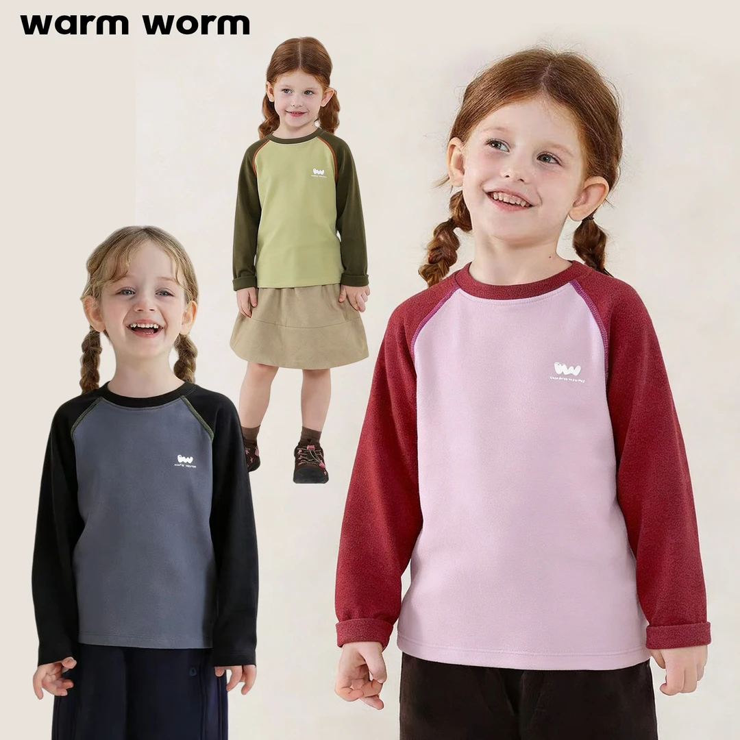 【现货】暖虫童装2025年冬装新款女童加厚打底衫上衣254-WW-254003