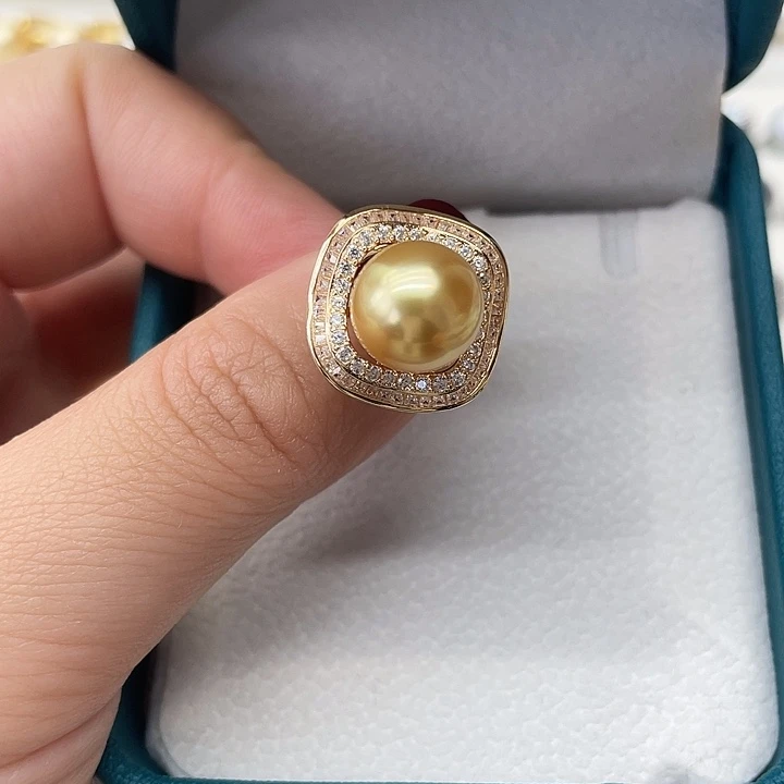 戒指银S925镶嵌海水珍珠