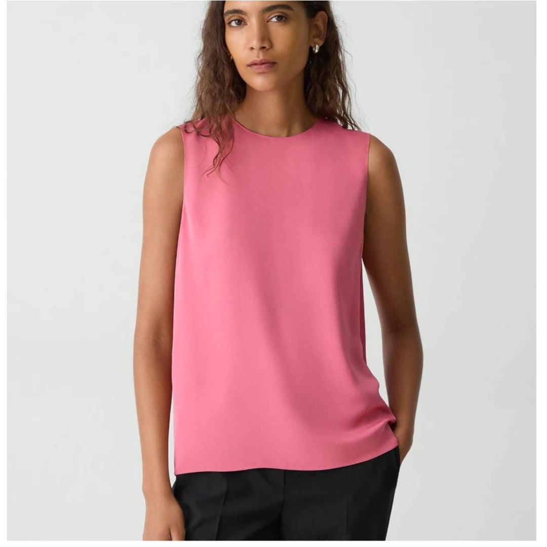 THEORY美国直邮STRAIGHT SHELL 100%真丝圆领背心M0102539