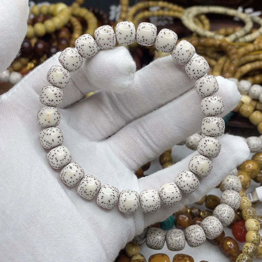 手串星月菩提银标款9.5原脂白