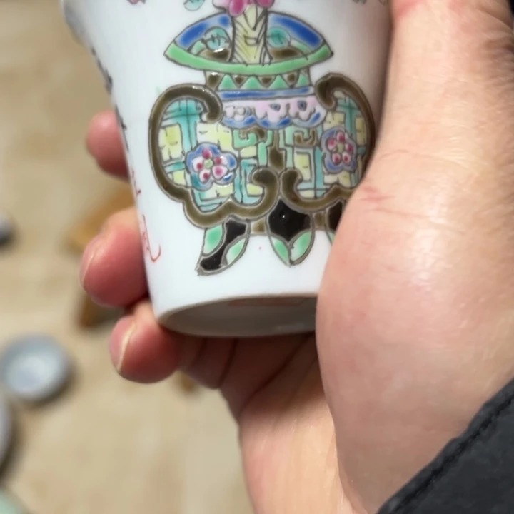 盘子景德镇陶瓷粉彩茶杯