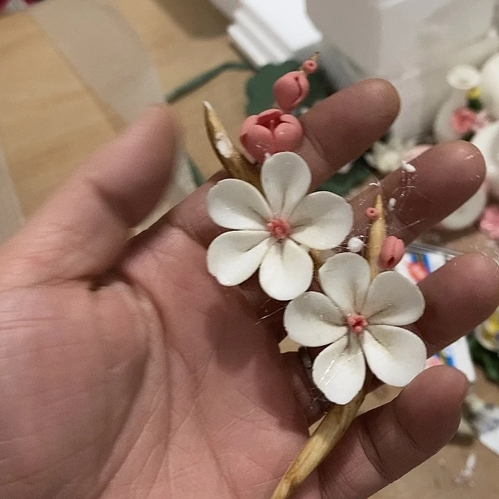 瓷片纯手工陶瓷花摆件瑕