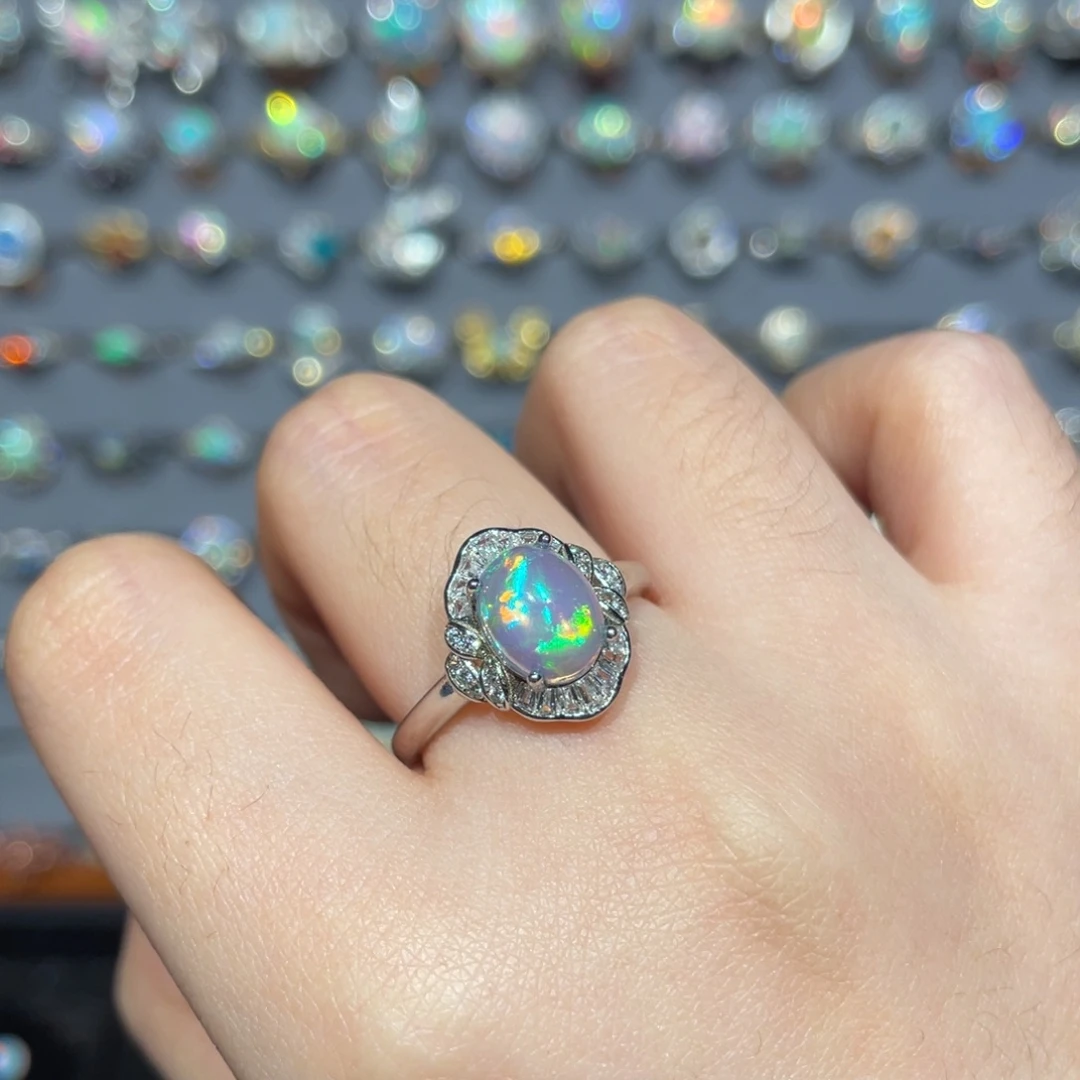 欧泊银S925镶嵌欧泊戒指