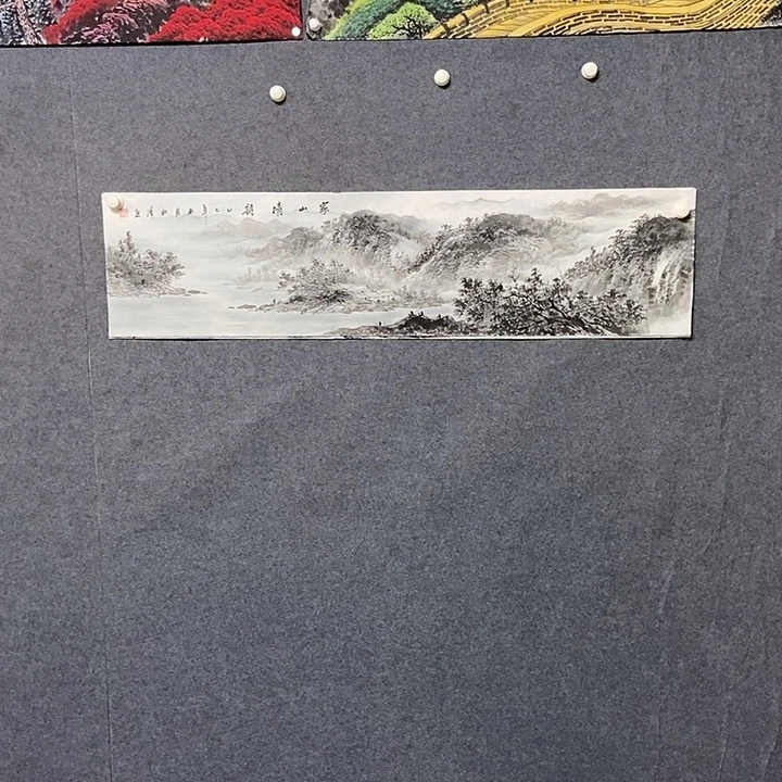 国画四尺对开山水一幅