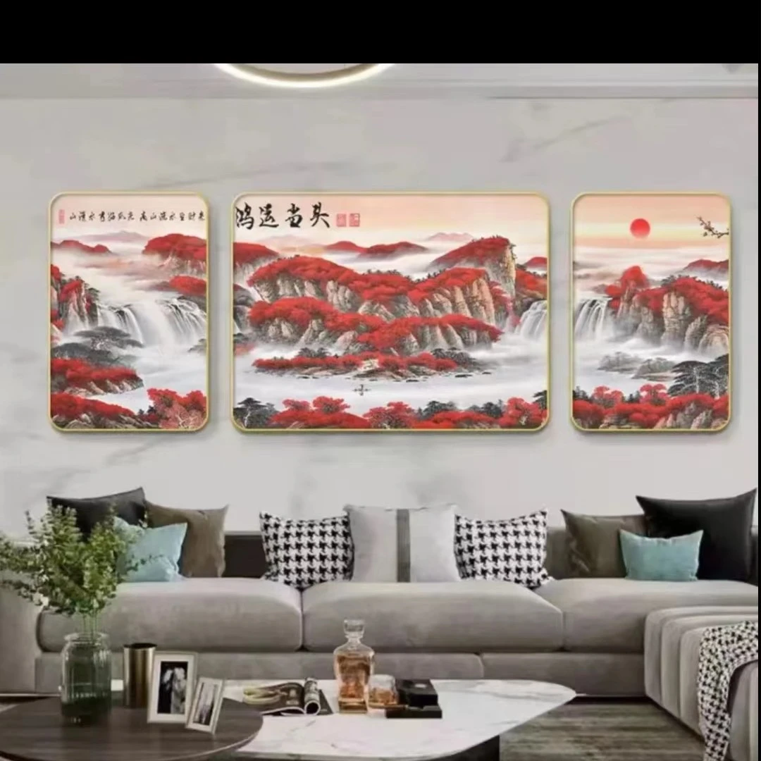 G24【鸿运当头】新中式装饰画沙发背景墙茶室办公室大气山水壁挂画