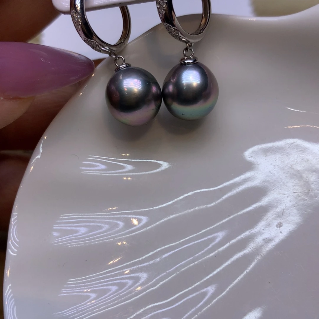 银S925镶嵌耳饰海水珍珠