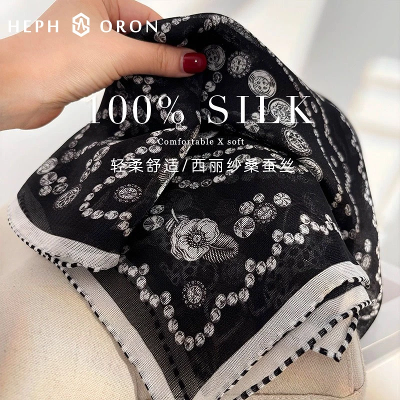 轻奢品牌老钱风西丽纱桑蚕丝方巾夏季新款时尚摩登女士真丝丝巾