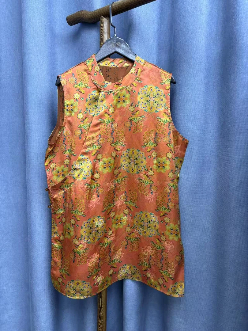 （瑕疵）2025夏季新款时尚新中式桑蚕丝香云纱奥黛提花上衣女F999