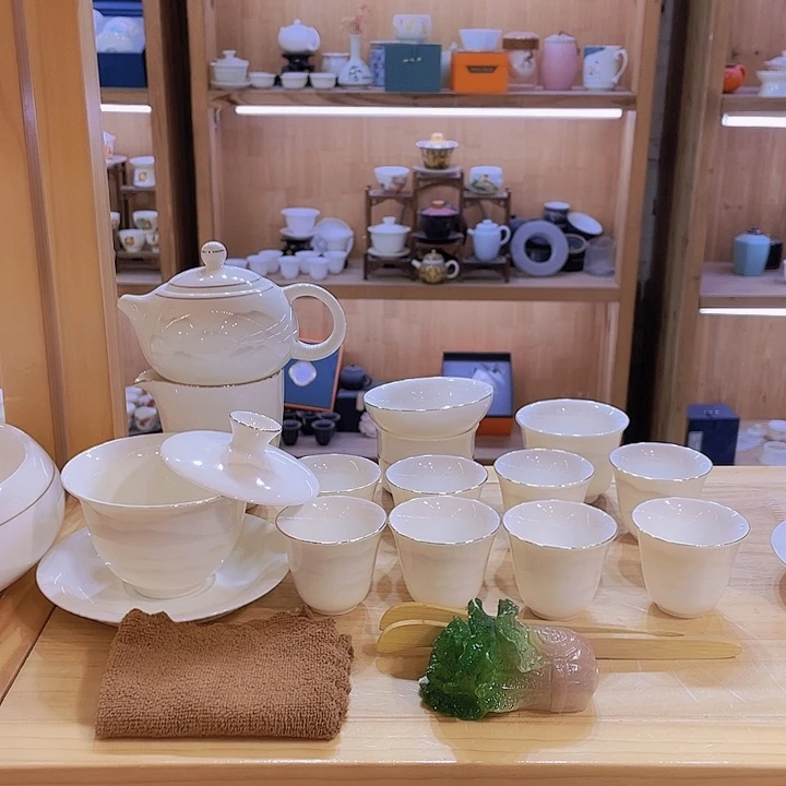 水墨千里羊脂玉套装