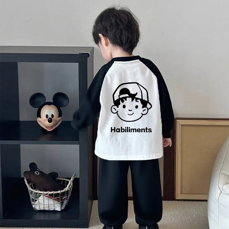 纯棉儿童长袖T恤2025秋装韩版中小童卡通动漫插肩上衣打底衫潮