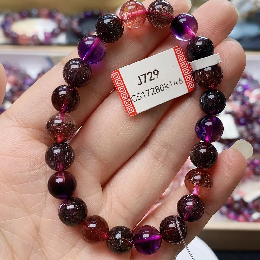 未镶嵌手链水晶8.8黑加仑超七J729