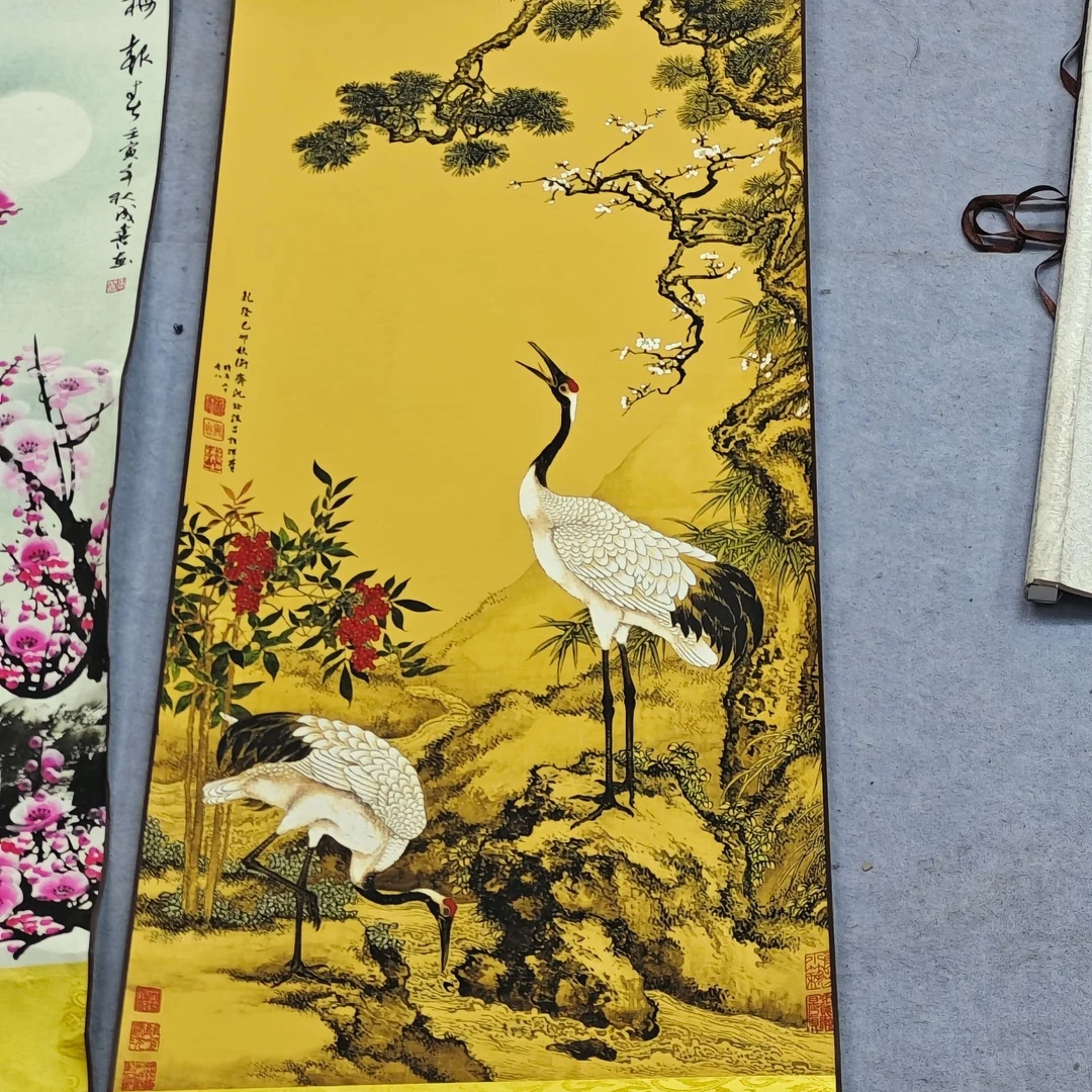 福利品《松鹤延年》-竖幅玄关客庭花鸟画