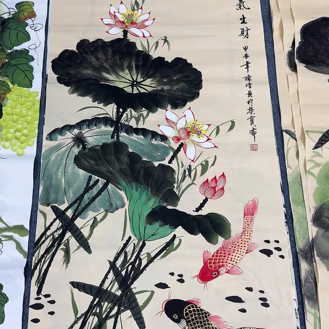 国画尺寸70X138手绘作品
